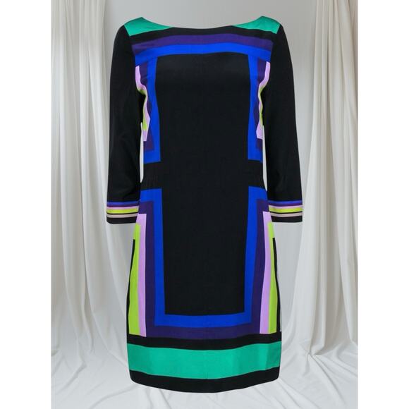 Diane Von Furstenberg DVF Silk Avery Colorblock Shift Dress Black 14 NWT - Picture 7 of 12